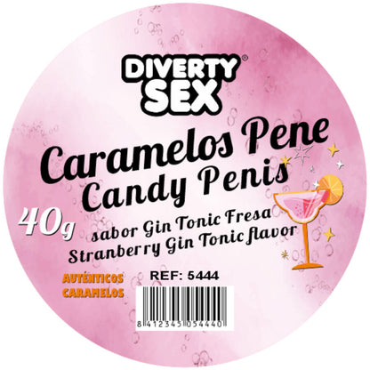 DIABLO PICANTE - 20 CARAMELOS CON FORMA DE PENE CON SABOR GIN TONIC