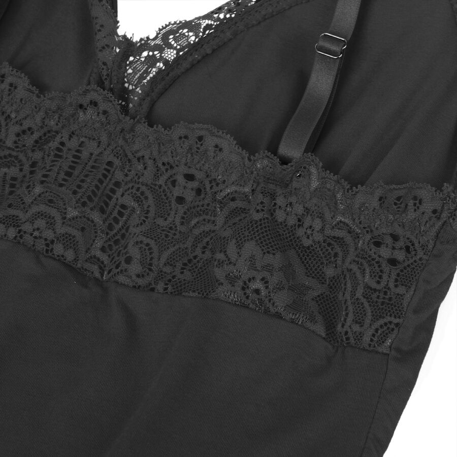SUBBLIME - TEDDY DETALLE ENCAJE FLORAL NEGRO S/M