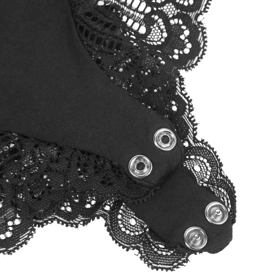 SUBBLIME - TEDDY DETALLE ENCAJE FLORAL NEGRO S/M