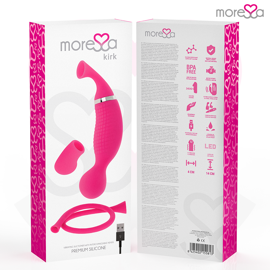 MORESSA - KIRK DUO SUCCIONADOR + MASAJEADOR MULTI PRESTACIONES PREMIUM SILICONE RECARGABLE