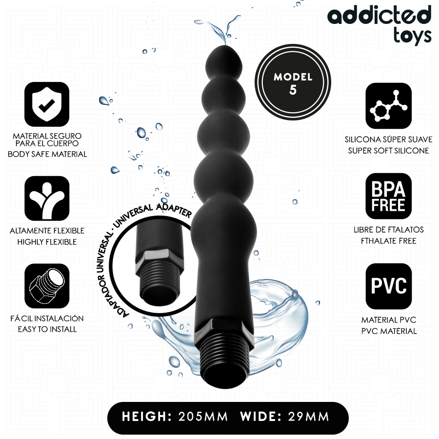 ADDICTED TOYS - LIMPIADOR ANAL CON ADAPTADOR UNIVERSAL MODELO 5