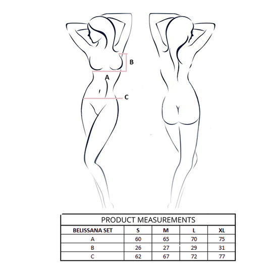 PASSION - BELISSANA SET SUJETADOR + TANGA NEGRO S/M