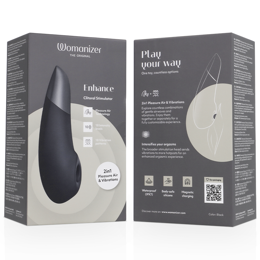 Enhance 2 en 1 — Pleasure Air & Vibración We-Vibe Negro · WOMANIZER · Enhance