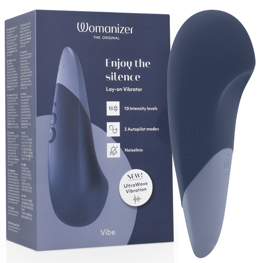 Vibe UltraWave — Vibrador Lay-On Silencioso Azul · WOMANIZER · Vibe