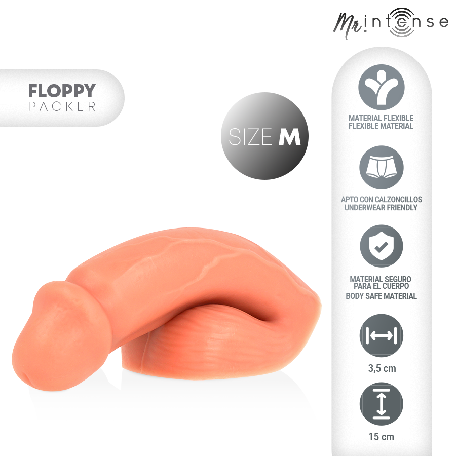 Floppy Mr Intense — Packer Realístico de Silicona Ultrablanda · Talla M