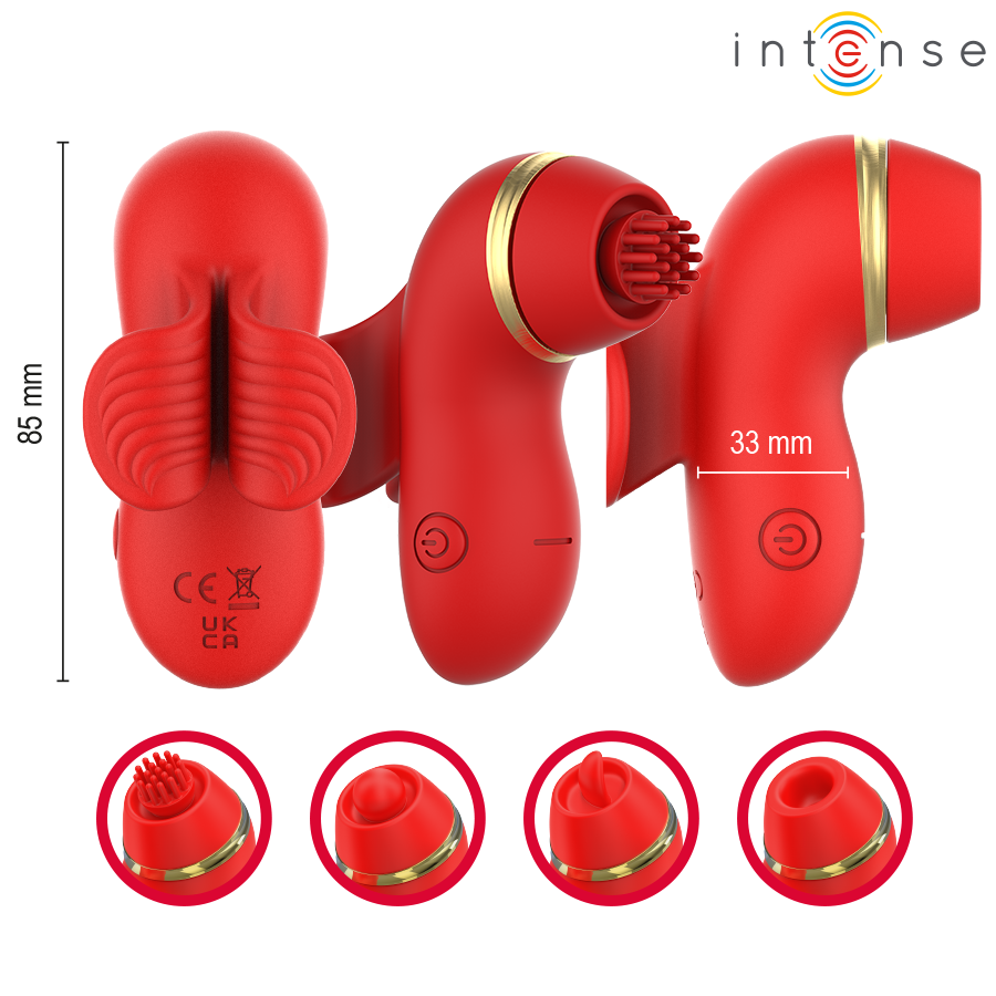 INTENSE - PATTY ESTIMULADOR CON 4 CABEZALES, SUCCIÓN, TAPPING, TICKLING Y LICKING