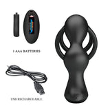 MR PLAY - ANILLO PARA PENE CON PLUG ANAL CON VIBRACIÓN CONTROL REMOTO