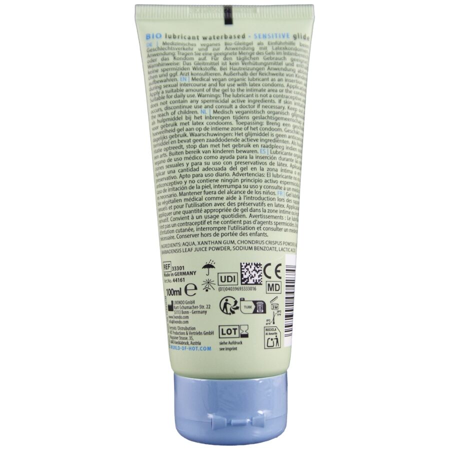 HOT - BIO LUBRICANT LUBRICANTE BIO BASE AGUA SENSIBLE 100 ML