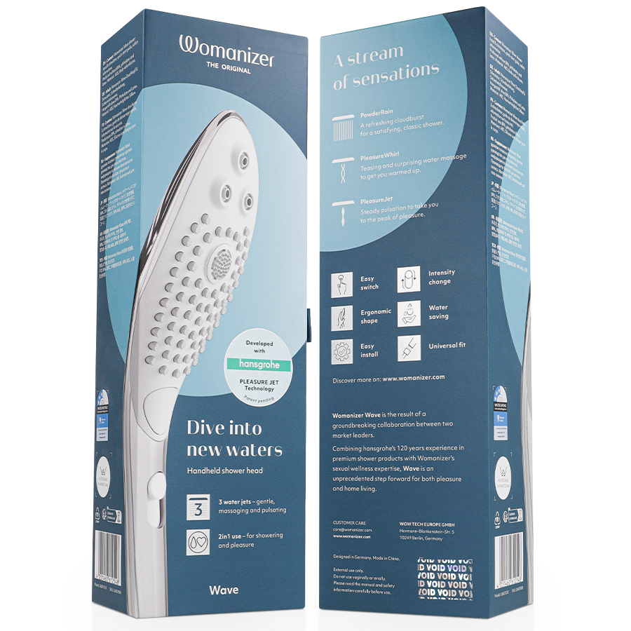 Wave Ducha Placer — Estimulador Clítoris & Ducha Plateado · WOMANIZER · Wave