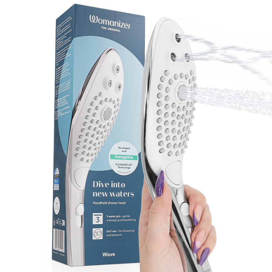 Wave Ducha Placer — Estimulador Clítoris & Ducha Plateado · WOMANIZER · Wave