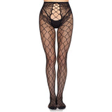 LEG AVENUE - 1966 MEDIAS DE RED CON PANTY SIN ENTREPIERNA NEGRO - TALLA ÚNICA
