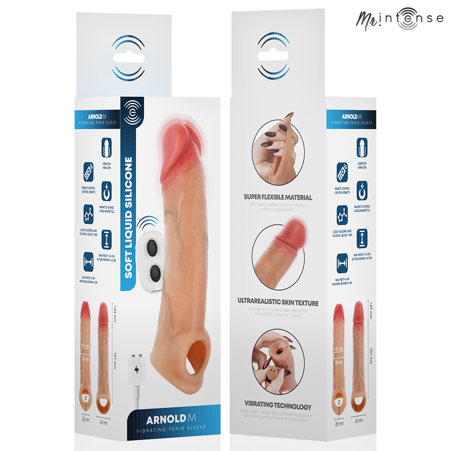 MR INTENSE - ARNOLD M VIBRADOR FUNDA PENE SILICONA CONTROL REMOTO 14.5 CM -Ø- 4 CM