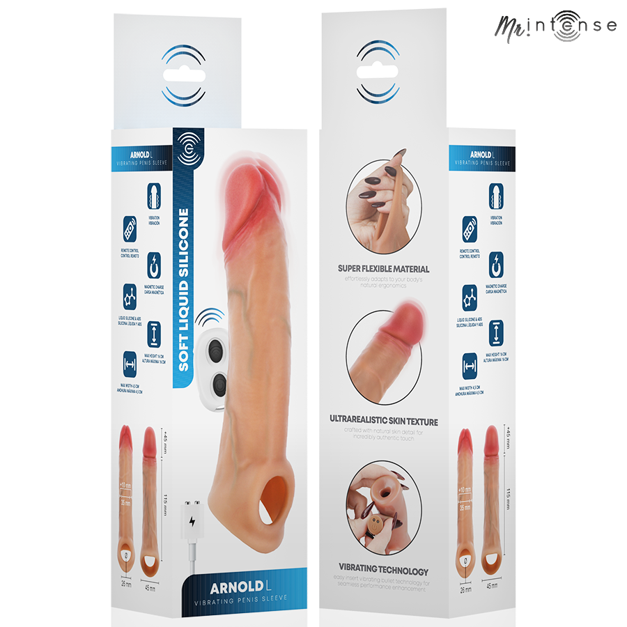 MR INTENSE - ARNOLD L VIBRADOR FUNDA PENE SILICONA CONTROL REMOTO 16 CM -Ø- 4.5 CM