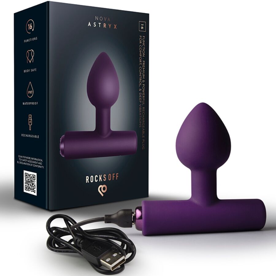 ROCKS-OFF - NOVA ASTRYX PREMIUM PLUG ANAL RECARGABLE 16 FUNCIONES NEGRO