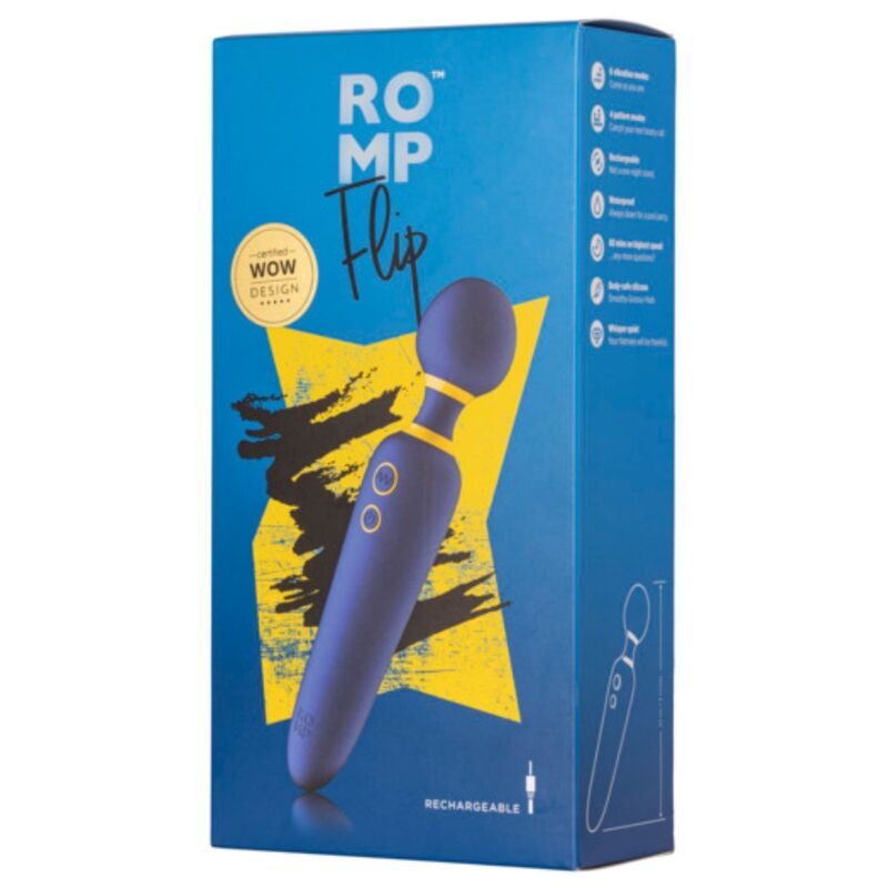 ROMP - FLIP VIBRADOR WAND SILENCIOSO 10 MODOS AZUL