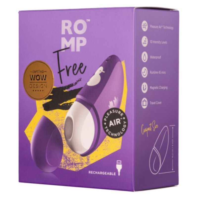 ROMP - FREE ESTIMULADOR DE CLÍTORIS CON TAPA 10 NIVELES RECARGABLE MORADO