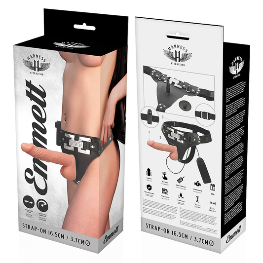 HARNESS ATTRACTION - ARNÉS  EMMETT REALÍSTICO VIBRADOR 16.5 CM -O- 3.7 CM