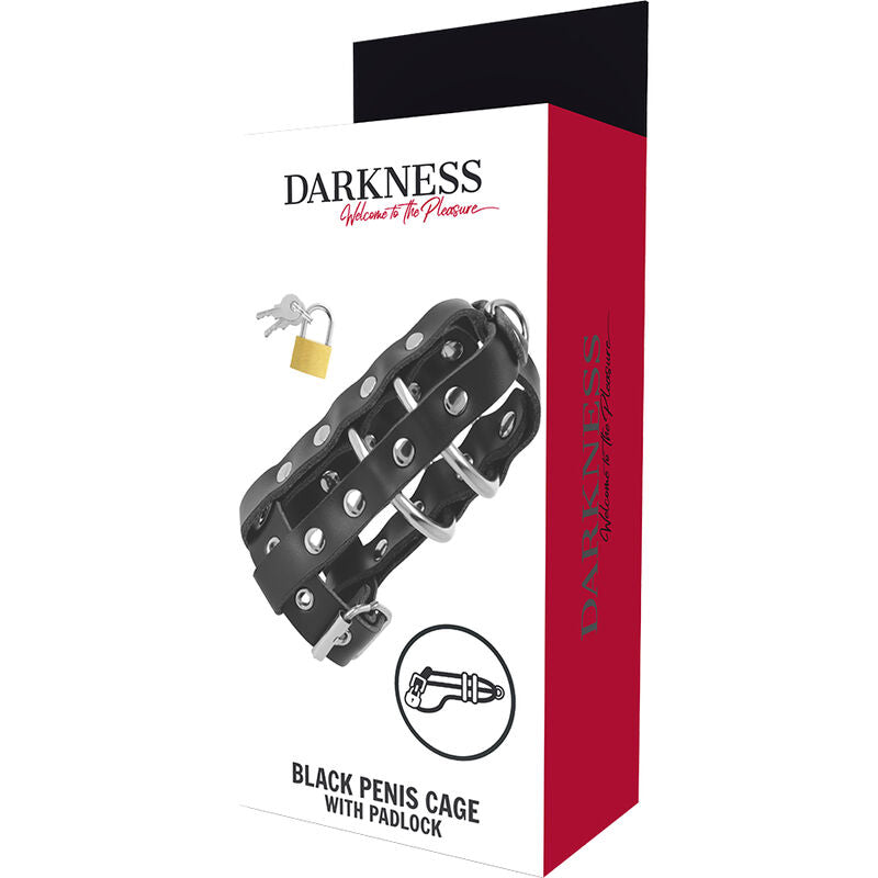 Darkness — Jaula de Castidad de Cuero con Candado