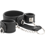FETISH SUBMISSIVE - COLLAR Y ESPOSAS CUERO VEGANO CON FORRO DE NEOPRENO